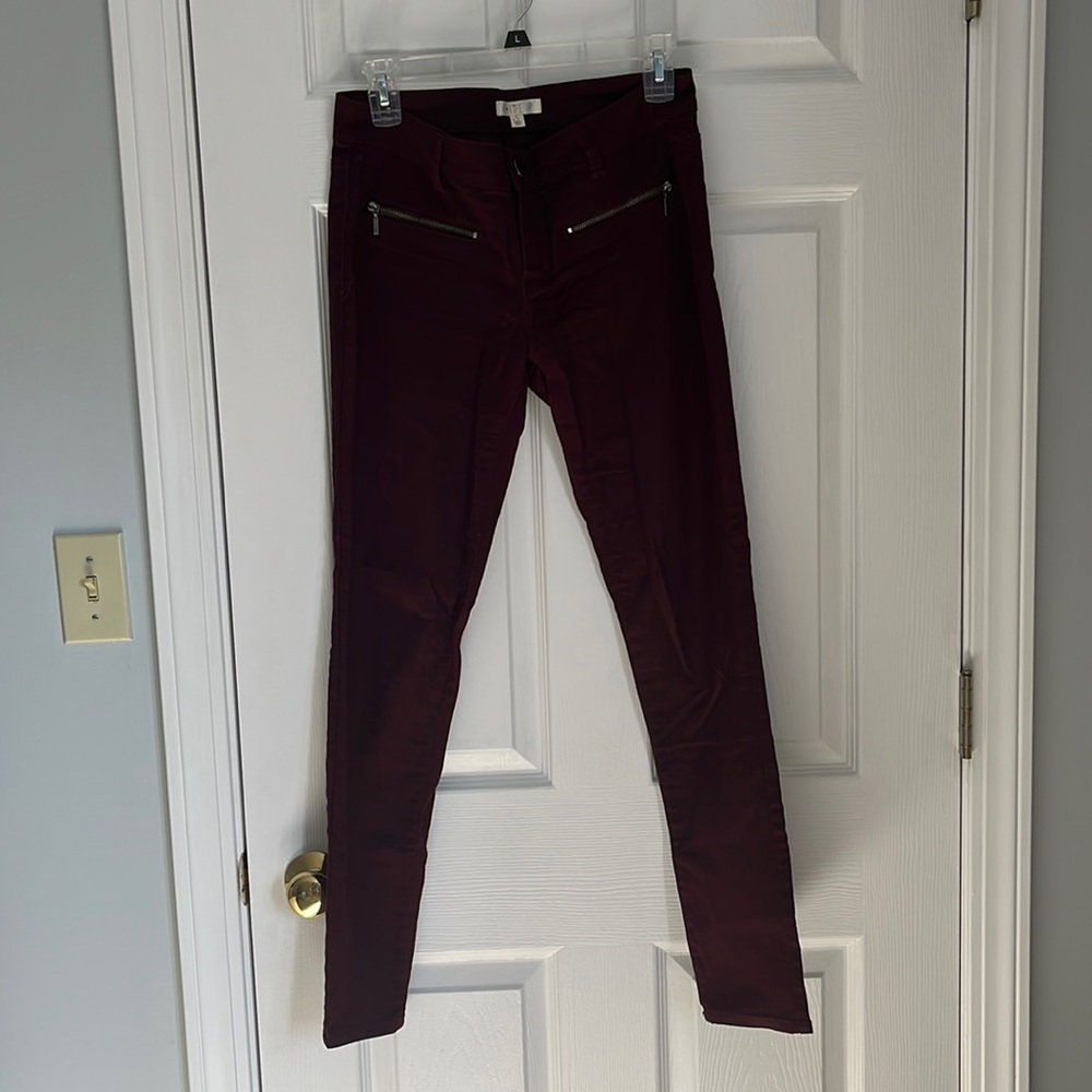 Maroon jeans (soft material) - mid rise